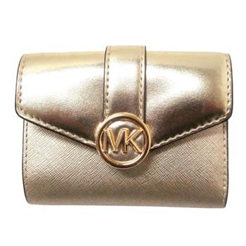 MICHAEL KORS Carmen 翻蓋三折中夾-珍珠金