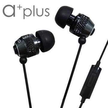 a+plus鋁合金入耳式可通話立體聲耳機－金屬黑