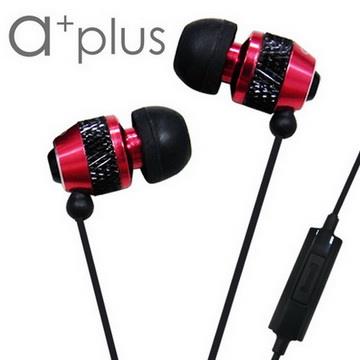 a+plus鋁合金入耳式可通話立體聲耳機－玫瑰紅