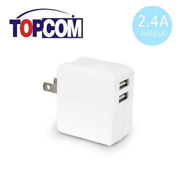 TOPCOM 雙USB孔 5V 2.4A 高速充電 充電器 TC－E240