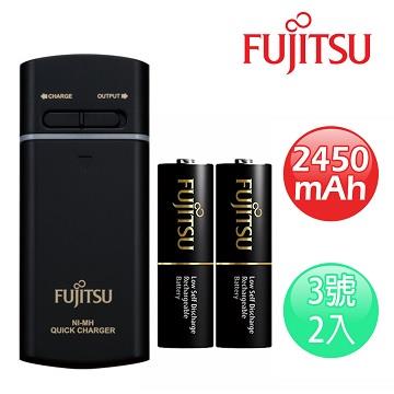 FUJITSU富士通 一台三役USB電池充電組（附3號2450mAh電池2顆）