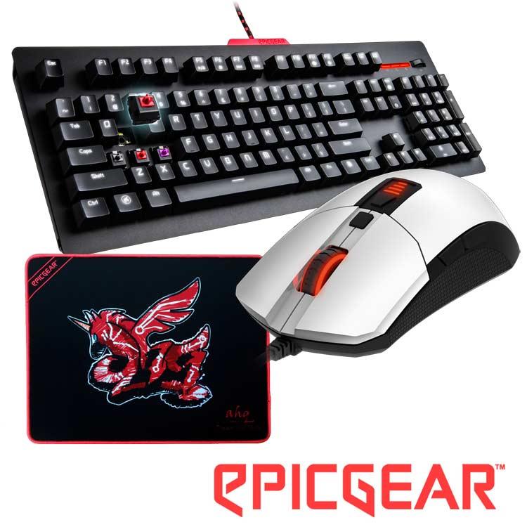 EPICGEAR 戰魔者鍵盤灰軸中文+魔拉滑鼠－白+送AHQ聯名款鼠墊