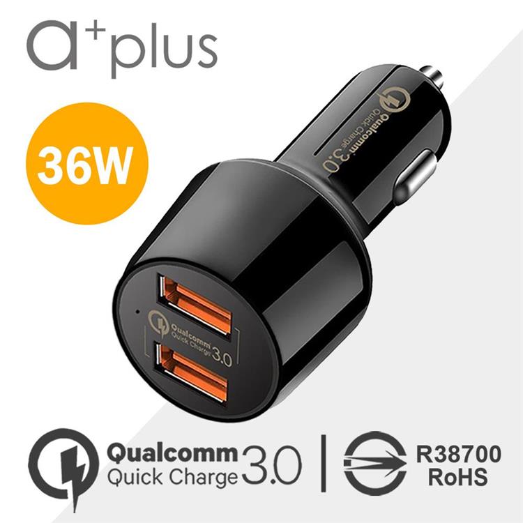 a+plus 高通認證 雙QC 3.0急速車用充電器 ACC－2QC30