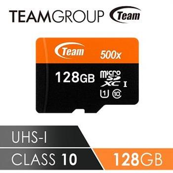 Team十銓科技 500X MicroSDHC UHS－I 超高速記憶卡（附贈轉卡） 128GB【金石堂、博客來熱銷】