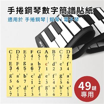 49鍵手捲鋼琴數字簡譜貼紙【金石堂、博客來熱銷】