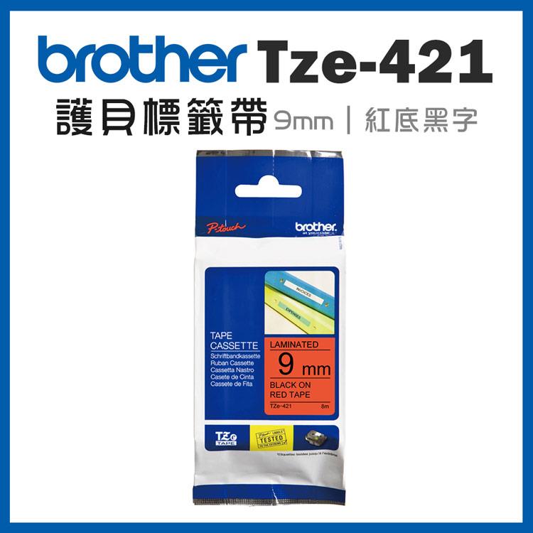 Brother TZe－421 護貝標籤帶 （ 9mm 紅底黑字 ）