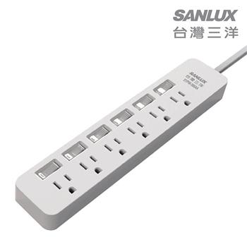 SANLUX台灣三洋 轉接電源線－3孔6座6切插座1.8M SYPW－366AA