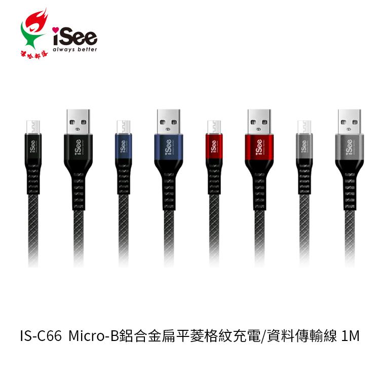 嘻哈部落IS－C66鋁合金扁平Micro－B充電傳輸線（4色）－紅