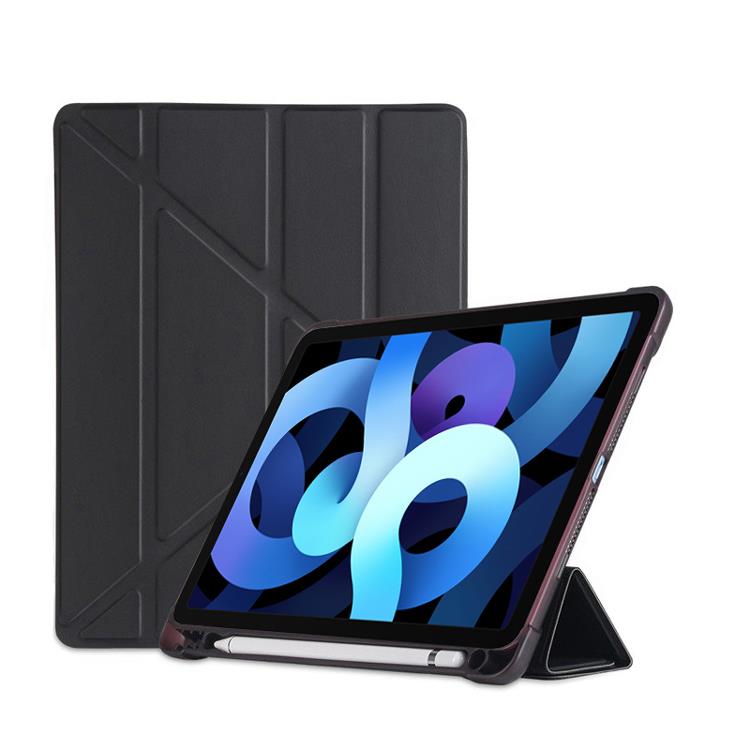 iPad Air 2019 10.9吋Y折筆槽皮套－黑 送保護貼