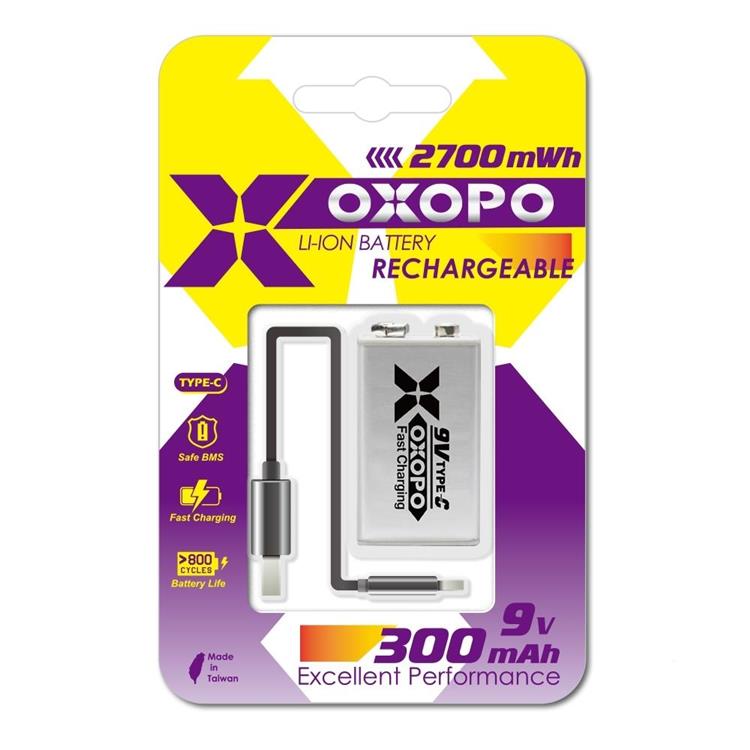 GKI耀麟國際 OXOPO 9V九伏特 USB Type－C 充電鋰電池 XC系列 300mAh