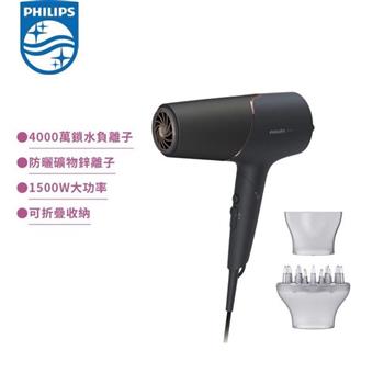 【Philips 飛利浦】智能護髮礦物負離子吹風機-霧黑金(BHD538/21)