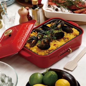 【日本BRUNO】多功能電烤盤 BOE021 經典紅 (附平盤＋章魚燒盤)