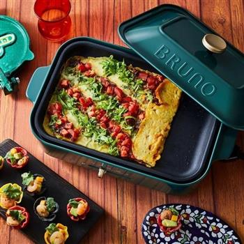 【日本BRUNO】多功能電烤盤 BOE021 夜幕綠 (附平盤＋章魚燒盤)