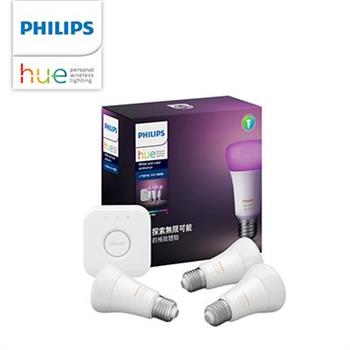 Philips 飛利浦 Hue 智慧照明 入門套件組 藍牙版燈泡+橋接器(PH002)【金石堂、博客來熱銷】