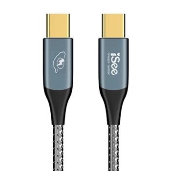 iSee USB-C to C 45W PD鋁合金充電傳輸線2.5M-灰 IC-CC828G