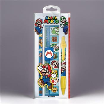 【任天堂超級瑪利歐】超級瑪利歐 Super Mario 經典五合一文具套裝組合 文具組【金石堂、博客來熱銷】