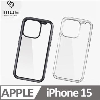 imos case iPhone 15 美國軍規認證雙料防震保護殼 黑色/透明