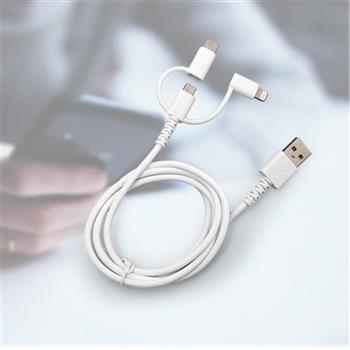 micro/Type-c/蘋果三合一手機石墨烯快充電線-1M-2入