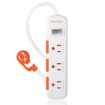 群加 PowerSync 1開3插滑蓋防塵防雷擊延長線 1.8M白