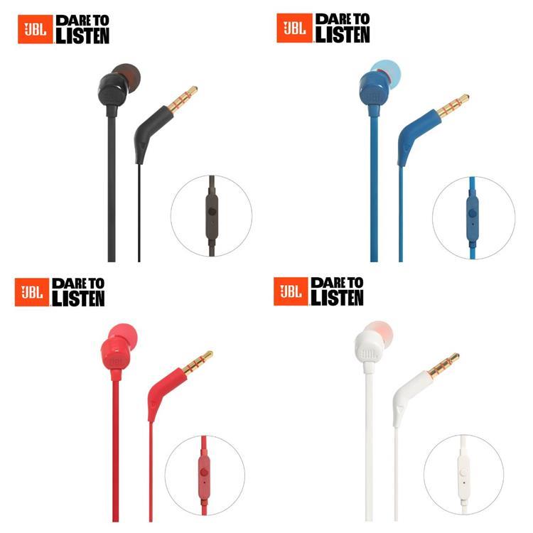 JBL Tune 110入耳式線控耳機(四色) 3.5mm三環四節 TRRS - 藍