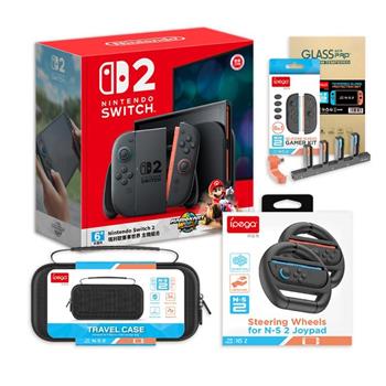 任天堂 NS2 Switch 2 瑪利歐賽車世界 同捆主機+方向盤+充電座（包貼+矽膠套）