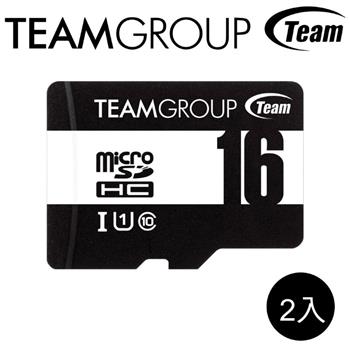 Team 十銓 16GB 80MB/s U1 microSDHC UHS-I C10記憶卡(含轉卡)（二入特惠組）