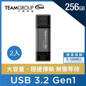 Team 十銓 X1 256GB USB 3.2 / TYPE-C 雙介面勁速隨身碟(終身保固)（二入特惠組）