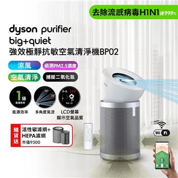 Purifier Big+Quiet 強效極靜抗敏空氣清淨機 BP02 白色及柔霧銀 (贈活性碳濾網+HEPA濾網+果汁機)