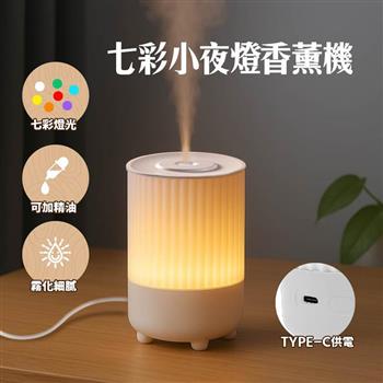 七彩小夜燈香薰機 - 白色 奈米霧化加濕器 靜音加濕 不凝水珠香氛機