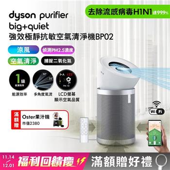 Purifier Big+Quiet 強效極靜抗敏空氣清淨機 BP02 白色及柔霧銀(贈光澤雙梳)