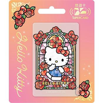 三麗鷗彩繪玻璃SUPERCARD悠遊卡-HELLOKITTY【受託代銷】