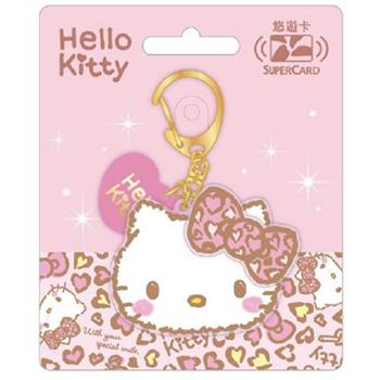 Hello Kitty豹紋愛心Supercard壓克力造型悠遊卡-立體蝴蝶結【受託代銷】