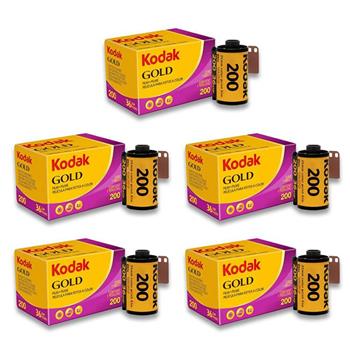 【Kodak 柯達】Kodak柯達底片 Gold 200 135底片 36張 底片 彩色負片-(五入組)