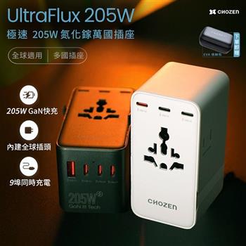 【太星電工】極速PD205W氮化鎵旅行萬國充電器｜7USB+2插座｜手機平板快充｜多國通用｜便攜出國必備(贈收納包)