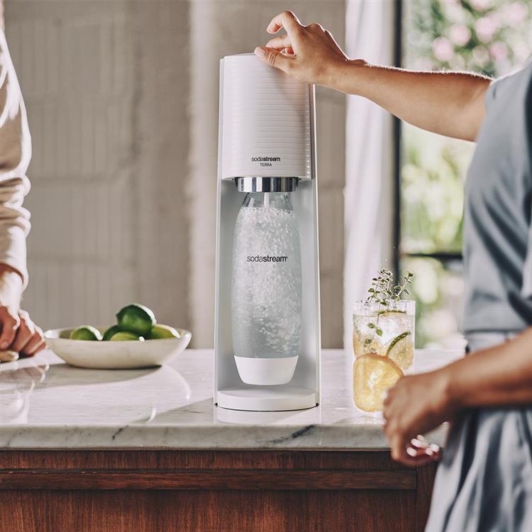 【Sodastream】TERRA 自動扣瓶氣泡水機(純淨白)送鋼瓶及專利水瓶