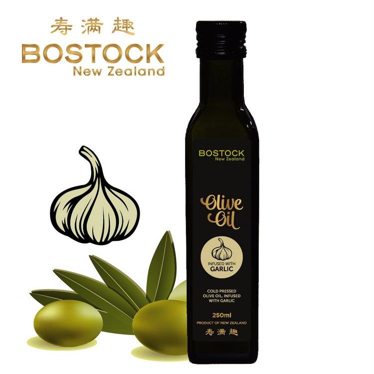 【壽滿趣－ Bostock】頂級冷壓初榨蒜香風味橄欖油（250ml 單瓶散裝）~賞味期至2022.09.27