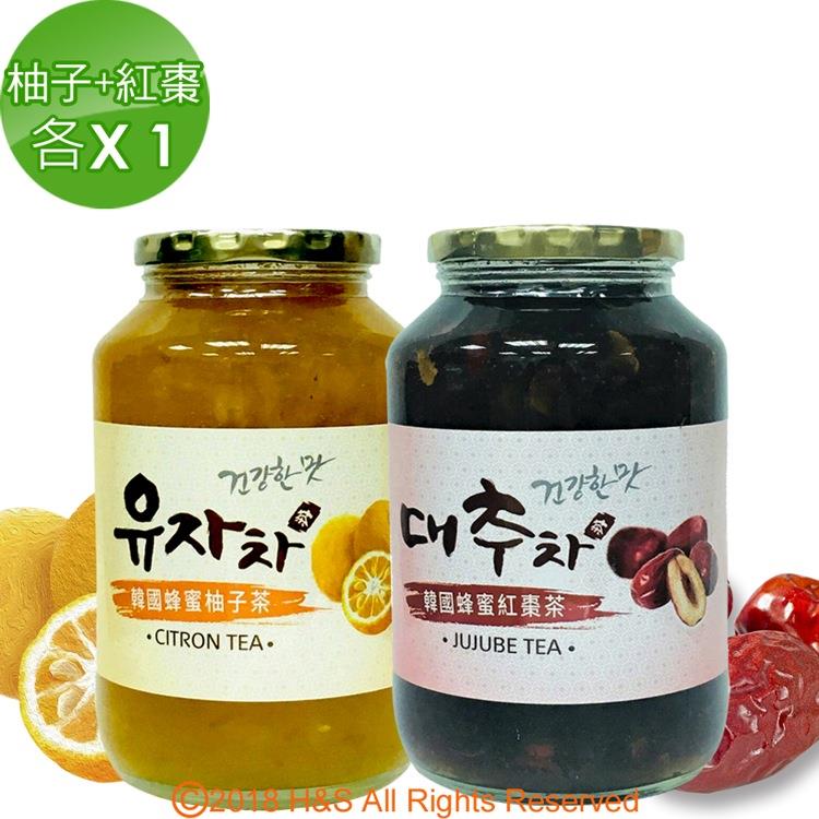 《韓廣》韓國蜂蜜柚子茶+紅棗茶（1kg）（各1入）