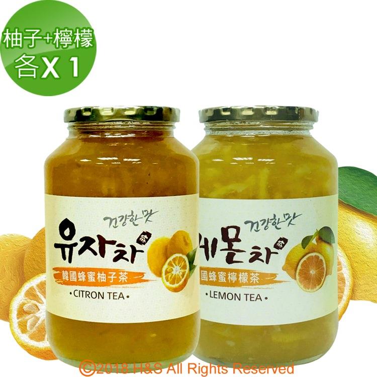 《韓廣》韓國蜂蜜柚子茶+檸檬茶（1kg）（各1入）