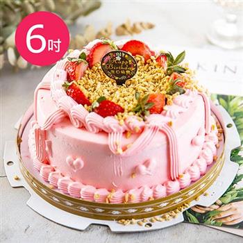 預購－樂活e棧－生日快樂蛋糕－粉紅華爾滋蛋糕（6吋/顆，共1顆）【金石堂、博客來熱銷】