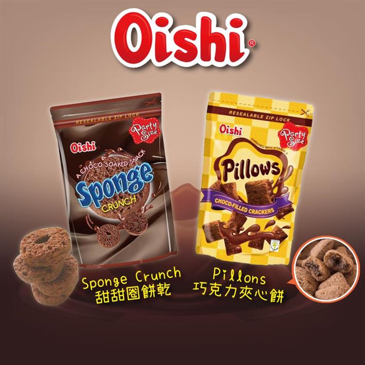 【菲律賓】Oishi Pillows巧克力爆漿/甜甜圈餅乾X6