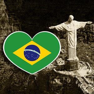【國旗商品創意館】巴西國旗愛心形抗ＵＶ、防水貼紙2入／Brazil／多國款可選購