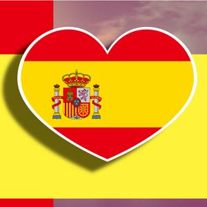 【國旗商品創意館】西班牙國旗愛心形抗ＵＶ、防水貼紙2入／Spain／多國款可選購
