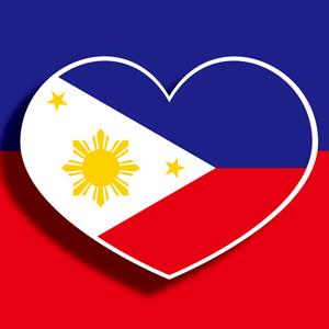 【國旗商品創意館】菲律賓國旗愛心形抗ＵＶ、防水貼紙2入／Philippines