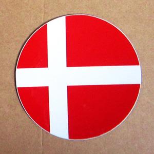 【國旗商品創意館】丹麥國旗圓形抗ＵＶ、防水貼紙／Denmark／多國款可選購