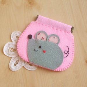 手縫ok!－鼠來寶口夾小包粉色（不織布材料包）【金石堂、博客來熱銷】