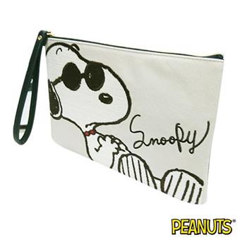 史努比 Snoopy 刺繡 中型 收納包 化妝包 PEANUTS【金石堂、博客來熱銷】