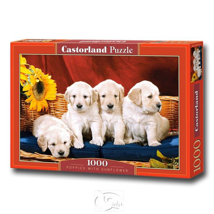 【波蘭Castorland拼圖】幼犬與向日葵－1000片Puppies With Sunflower