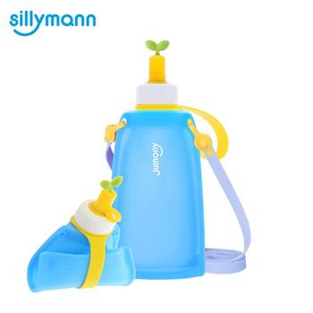 【韓國sillymann】 100%兒童便攜捲式鉑金矽膠水瓶－湖水藍300ml【金石堂、博客來熱銷】