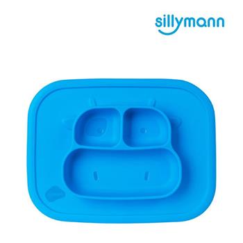【韓國sillymann】 100%鉑金矽膠乳牛防滑餐盤（藍色）【金石堂、博客來熱銷】