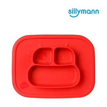 【韓國sillymann】 100%鉑金矽膠乳牛防滑餐盤（紅色）【金石堂、博客來熱銷】